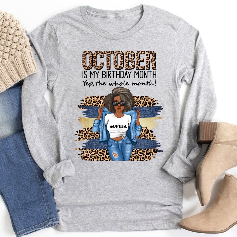 Custom October Birthday Shirt For Woman, Queens are Born In October Gifts, Melanin Afro Woman Shirt, Black Girl Tee, Afro Queen Gift