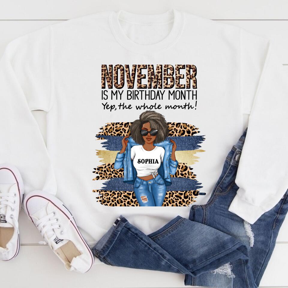 Custom November Birthday Shirt For Woman, Queens are Born In November Gifts, Melanin Afro Woman Shirt, Black Girl Tee, Afro Queen Gift