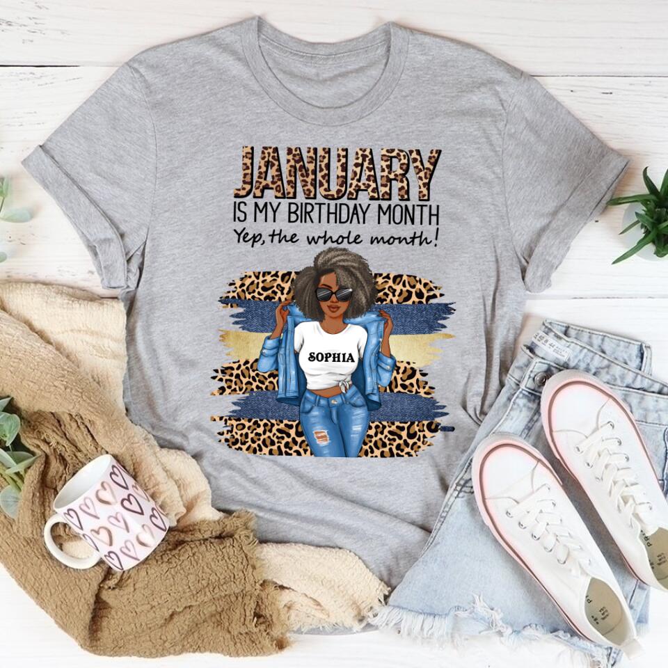 Custom January Birthday Shirt For Woman, Queens Are Born In January Gifts, Melanin Afro Woman Shirt, Black Girl Tee, Afro Queen Gift