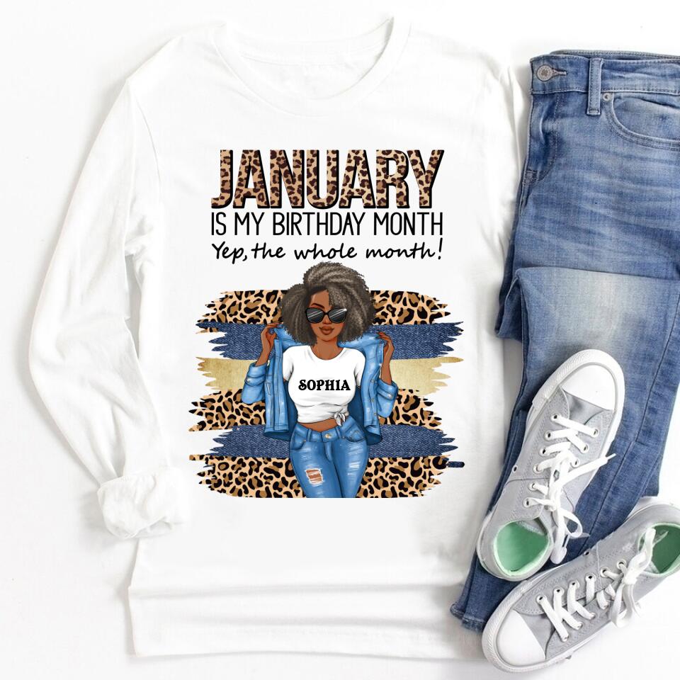 Custom January Birthday Shirt For Woman, Queens Are Born In January Gifts, Melanin Afro Woman Shirt, Black Girl Tee, Afro Queen Gift