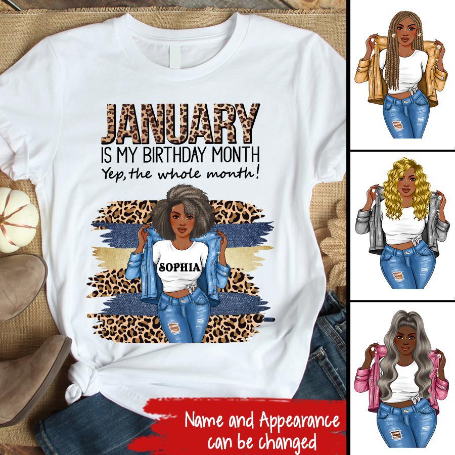 Custom January Birthday Shirt For Woman, Queens Are Born In January Gifts, Melanin Afro Woman Shirt, Black Girl Tee, Afro Queen Gift