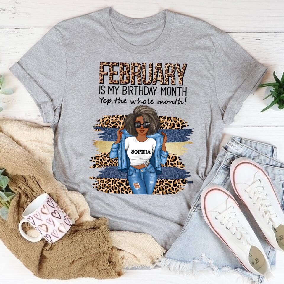 Custom February Birthday Shirt For Woman, Queens Are Born In February Gifts, Melanin Afro Woman Shirt, Black Girl Tee, Afro Queen Gift