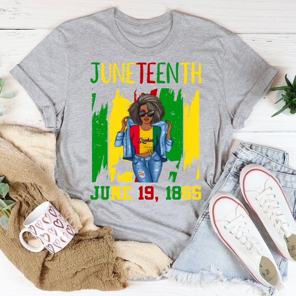Juneteenth Shirt, Custom Juneteenth Shirt, Juneteenth Is My Independence Day Black Women 4th Of July T-Shirt