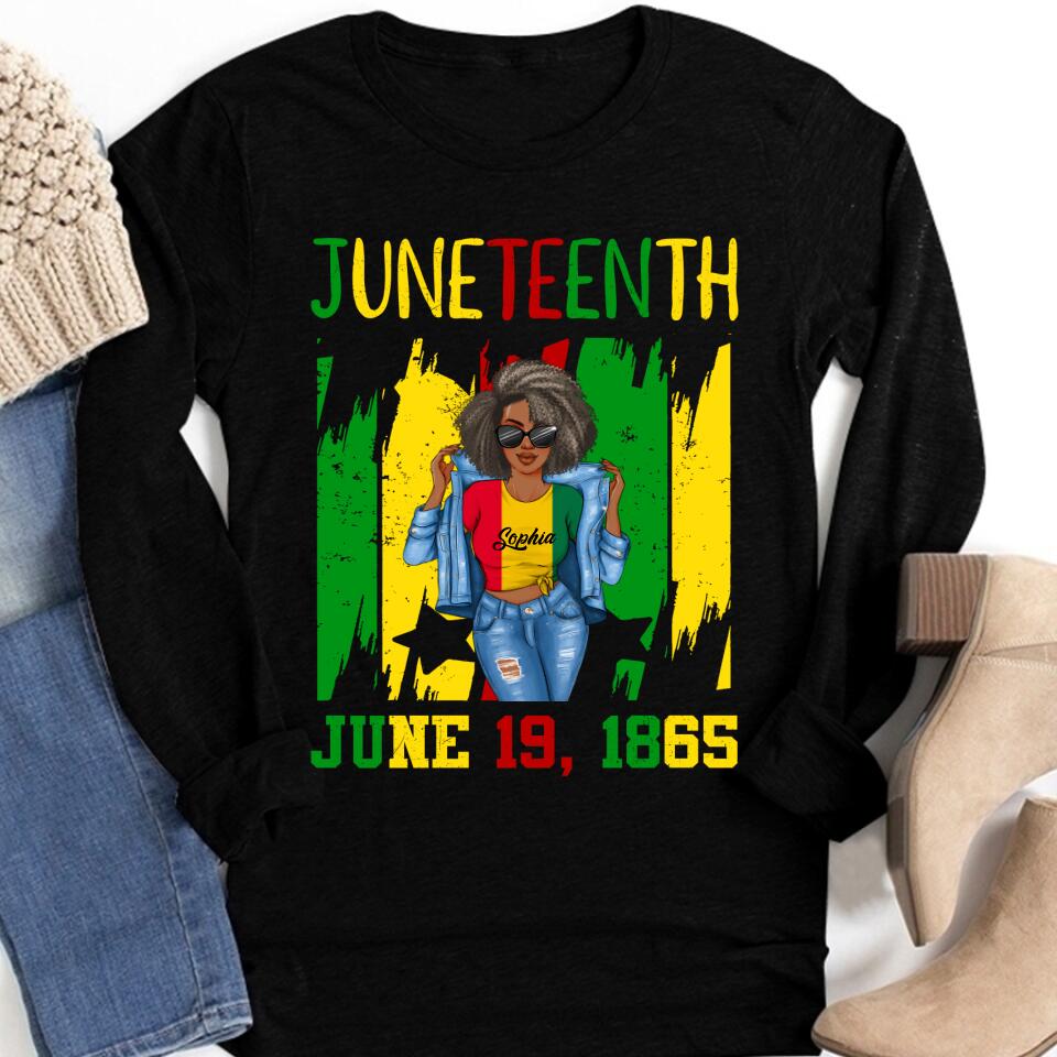 Juneteenth Shirt, Custom Juneteenth Shirt, Juneteenth Is My Independence Day Black Women 4th Of July T-Shirt
