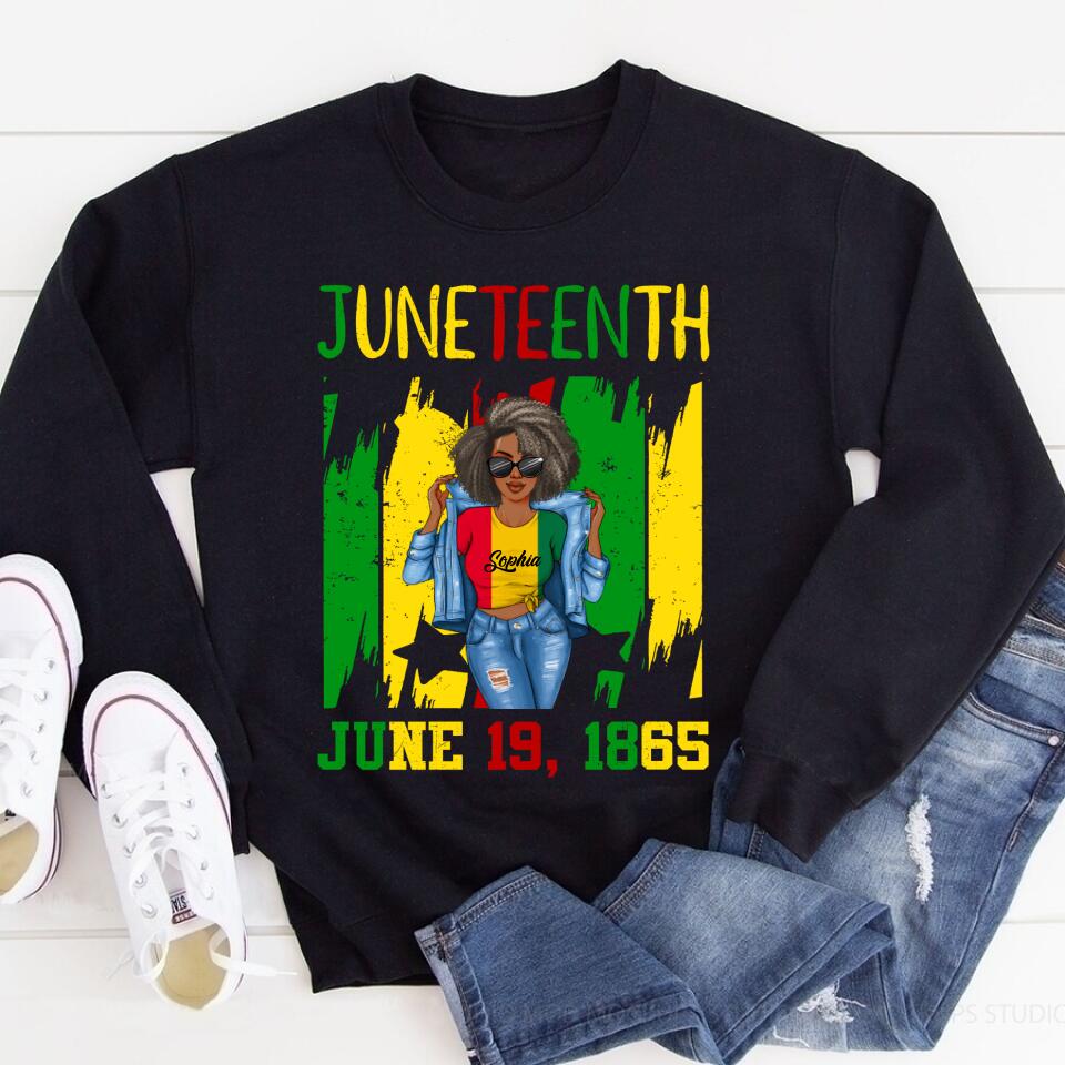 Juneteenth Shirt, Custom Juneteenth Shirt, Juneteenth Is My Independence Day Black Women 4th Of July T-Shirt