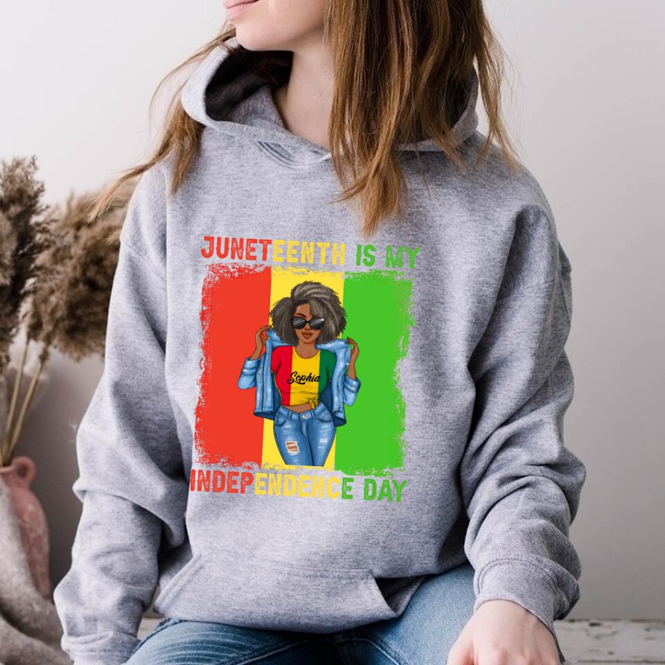 Juneteenth Shirt, Custom Juneteenth Shirt, Juneteenth Is My Independence Day Black Women 4th Of July T-Shirt