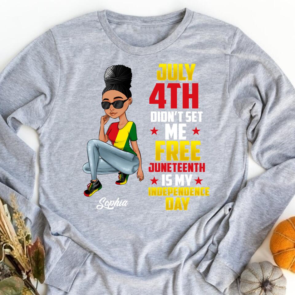 Juneteenth Shirt, Custom Juneteenth Shirt, June 19th Birthday Juneteenth Freedom Black Woman Afro Hair T-Shirt