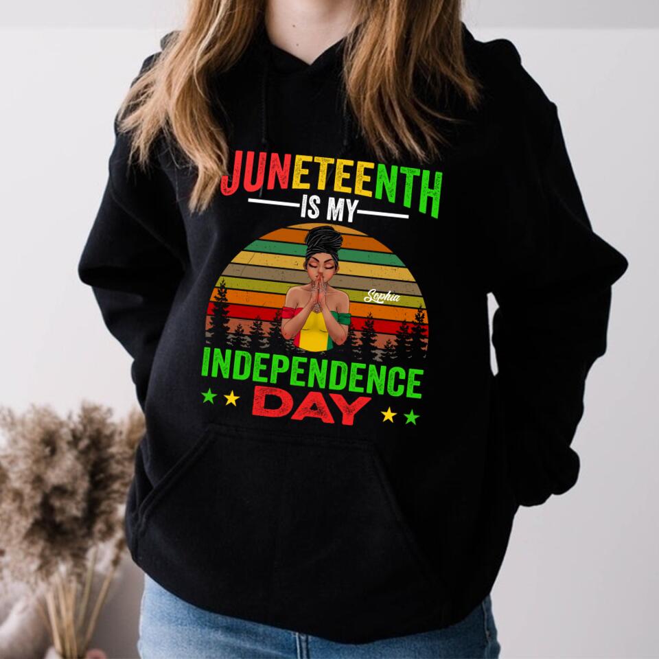 Juneteenth Shirt, Custom Juneteenth Shirt, Juneteenth Is My Independence Day Black Women 4th Of July T-shirt