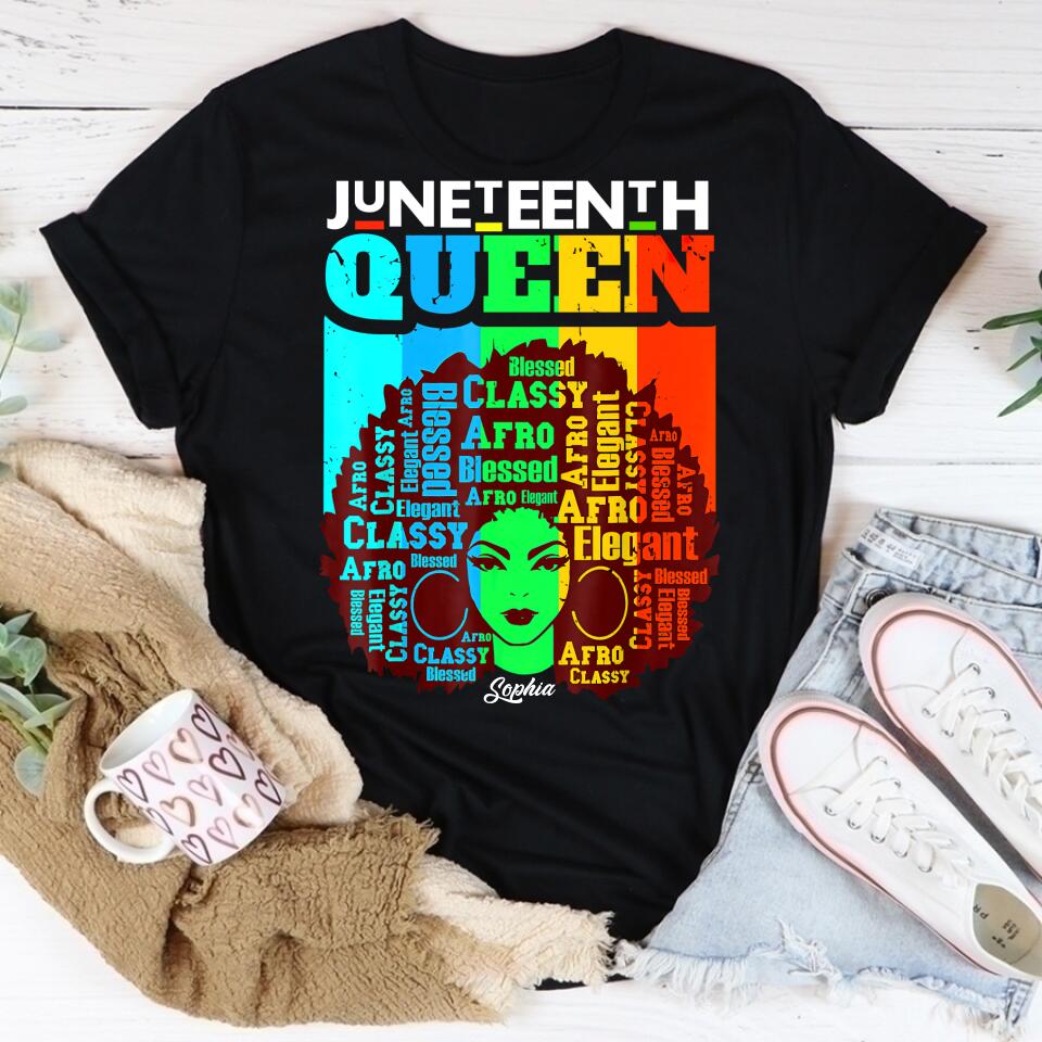 Juneteenth Shirt, Custom Juneteenth Shirt, Juneteenth Is My Independence Day - Black Girl Black Queen T-Shirt
