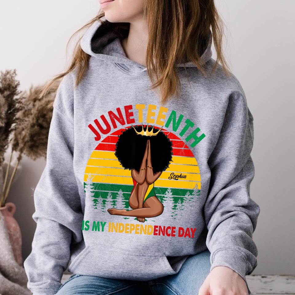 Juneteenth Shirt, Custom Juneteenth Shirt, Juneteenth Is My Independence Day - Black Girl Black Queen T-Shirt