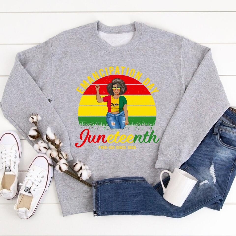 Juneteenth Shirt, Custom Juneteenth Shirt, Juneteenth Emancipation Day Vintage Cool Melanin Black Pride T-Shirt