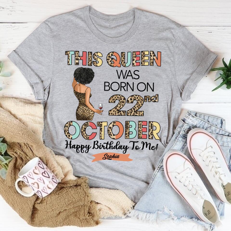 Custom October Birthday Shirt For Woman, Queens are Born In October Gifts, Melanin Afro Woman Shirt, Black Girl Tee, Afro Queen Gift