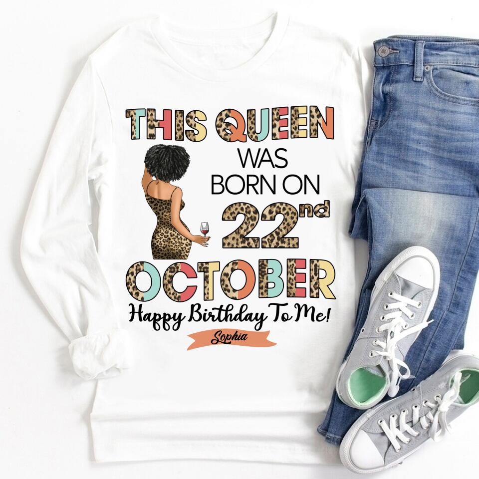 Custom October Birthday Shirt For Woman, Queens are Born In October Gifts, Melanin Afro Woman Shirt, Black Girl Tee, Afro Queen Gift