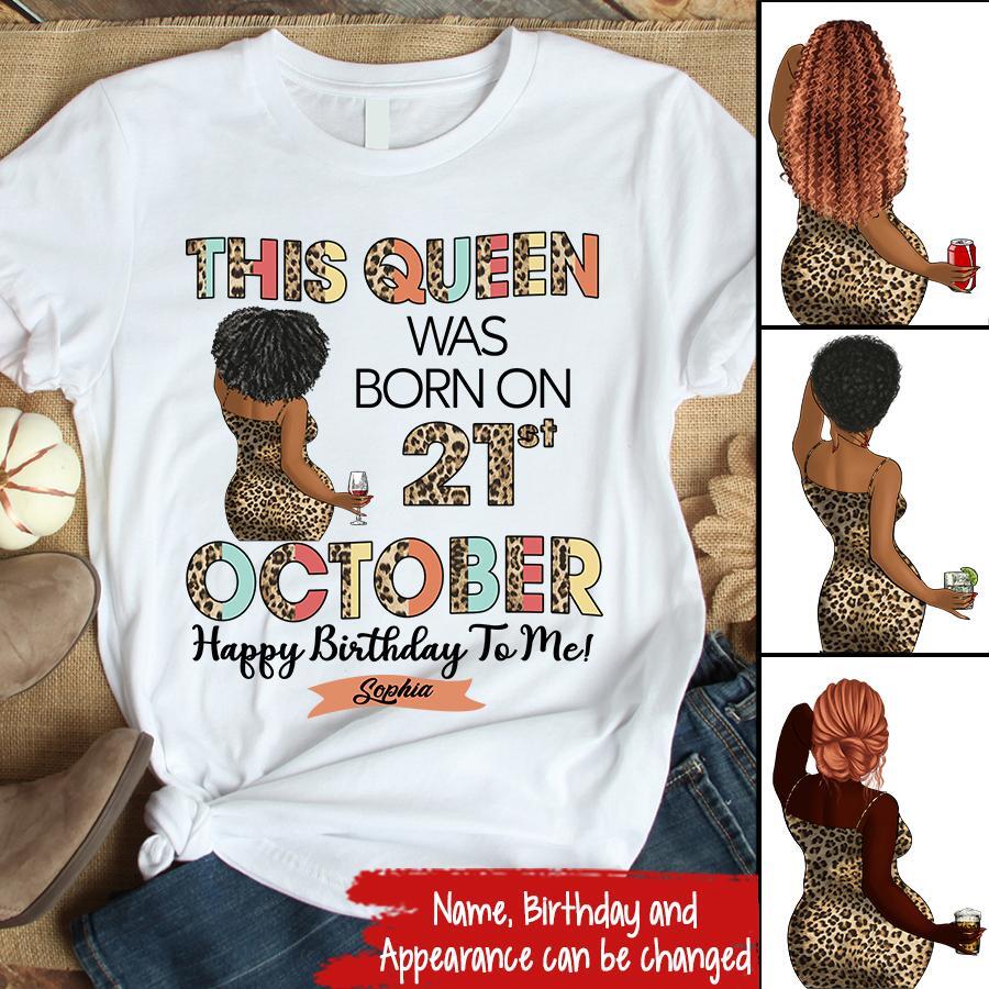 Custom October Birthday Shirt For Woman, Queens are Born In October Gifts, Melanin Afro Woman Shirt, Black Girl Tee, Afro Queen Gift