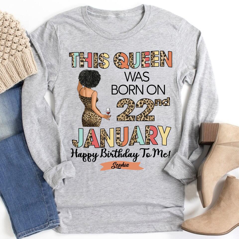 Custom January Birthday Shirt For Woman, Queens Are Born In January Gifts, Melanin Afro Woman Shirt, Black Girl Tee, Afro Queen Gift