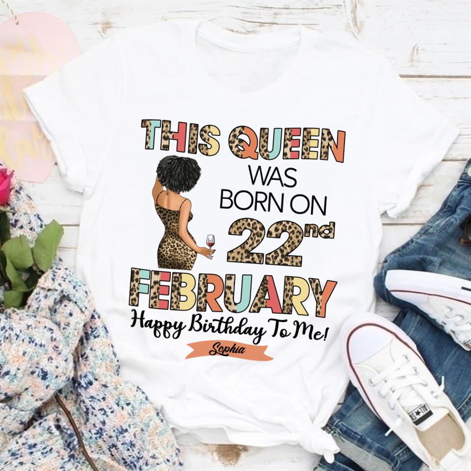 Custom February Birthday Shirt For Woman, Queens Are Born In February Gifts, Melanin Afro Woman Shirt, Black Girl Tee, Afro Queen Gift