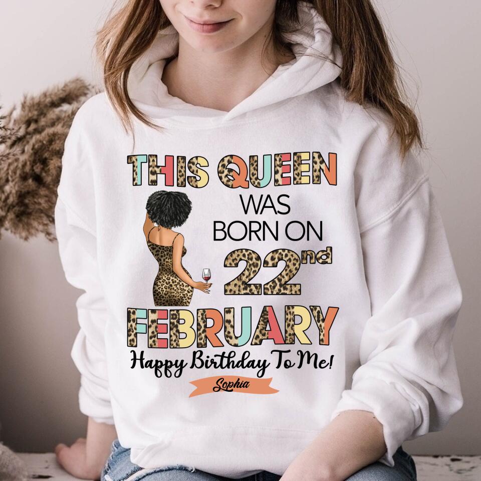 Custom February Birthday Shirt For Woman, Queens Are Born In February Gifts, Melanin Afro Woman Shirt, Black Girl Tee, Afro Queen Gift
