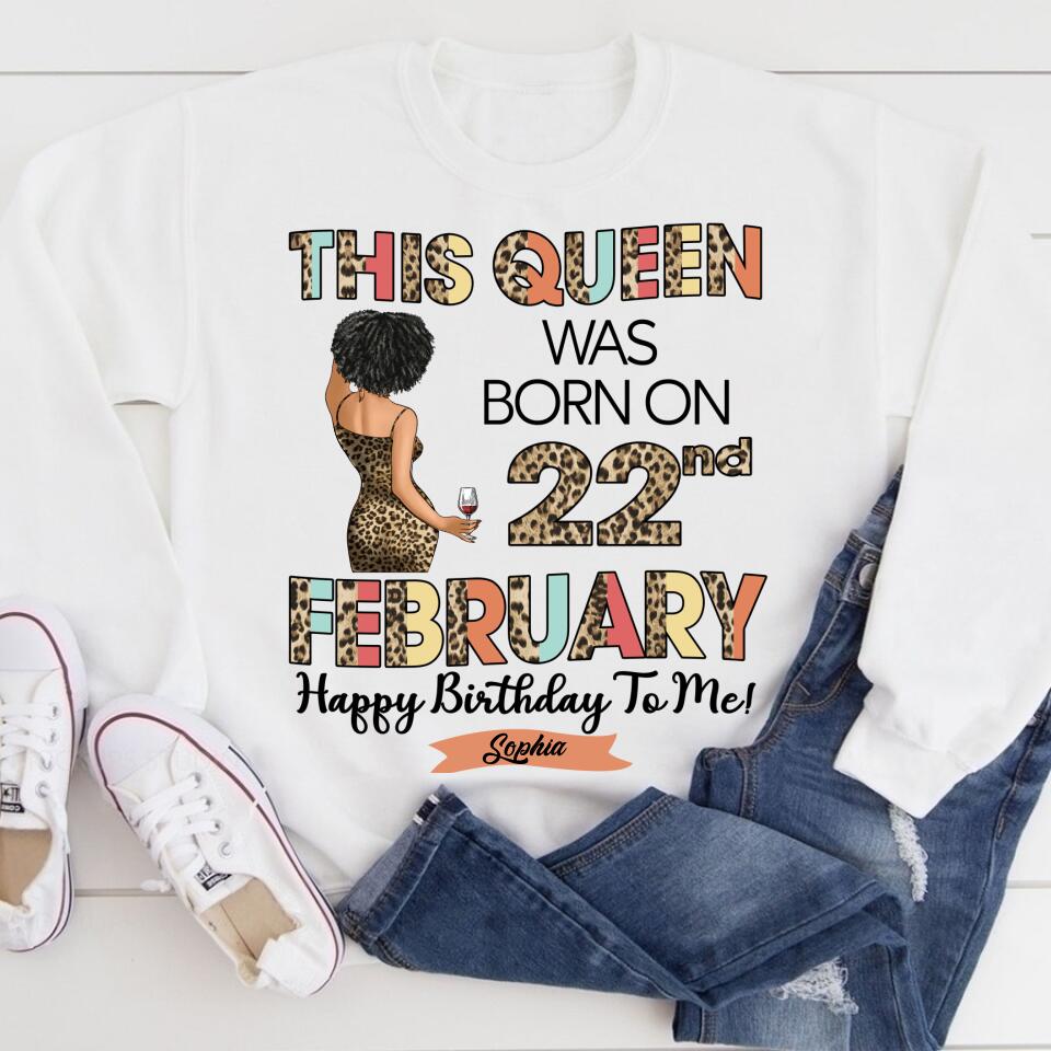 Custom February Birthday Shirt For Woman, Queens Are Born In February Gifts, Melanin Afro Woman Shirt, Black Girl Tee, Afro Queen Gift