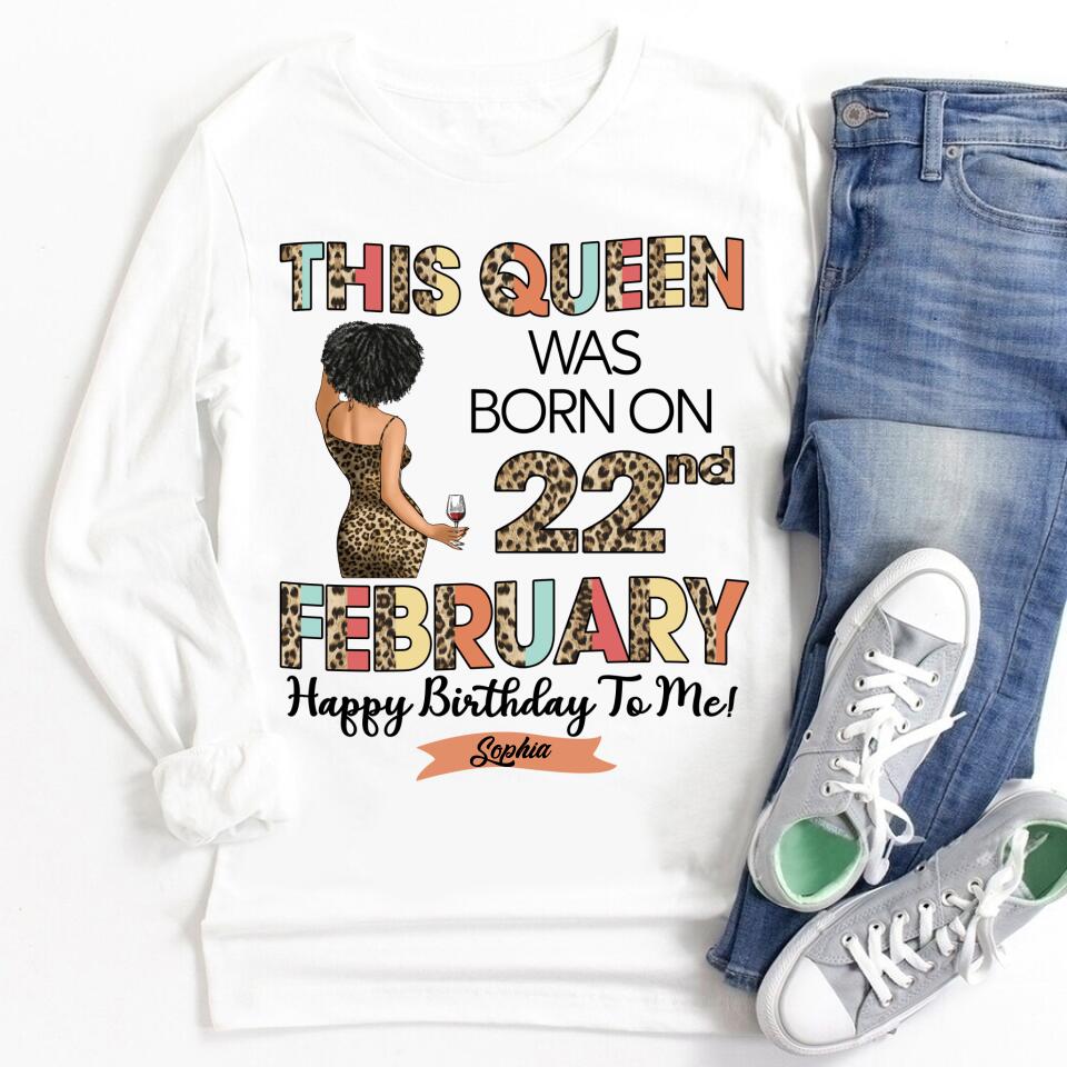 Custom February Birthday Shirt For Woman, Queens Are Born In February Gifts, Melanin Afro Woman Shirt, Black Girl Tee, Afro Queen Gift