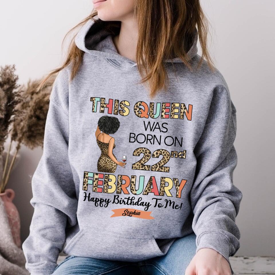 Custom February Birthday Shirt For Woman, Queens Are Born In February Gifts, Melanin Afro Woman Shirt, Black Girl Tee, Afro Queen Gift