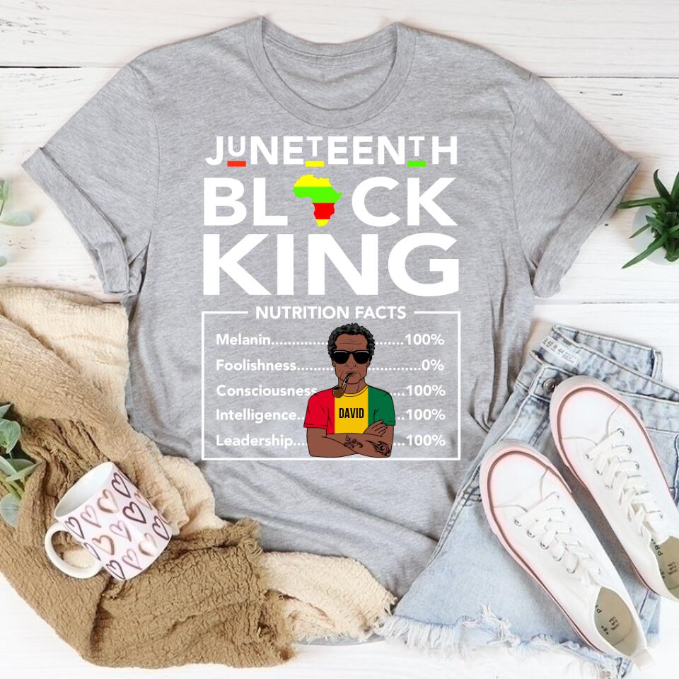 Juneteenth Shirt, Custom Juneteenth Shirt, Juneteenth Black King Melanin Dad Fathers Day Men Father Fun T-Shirt