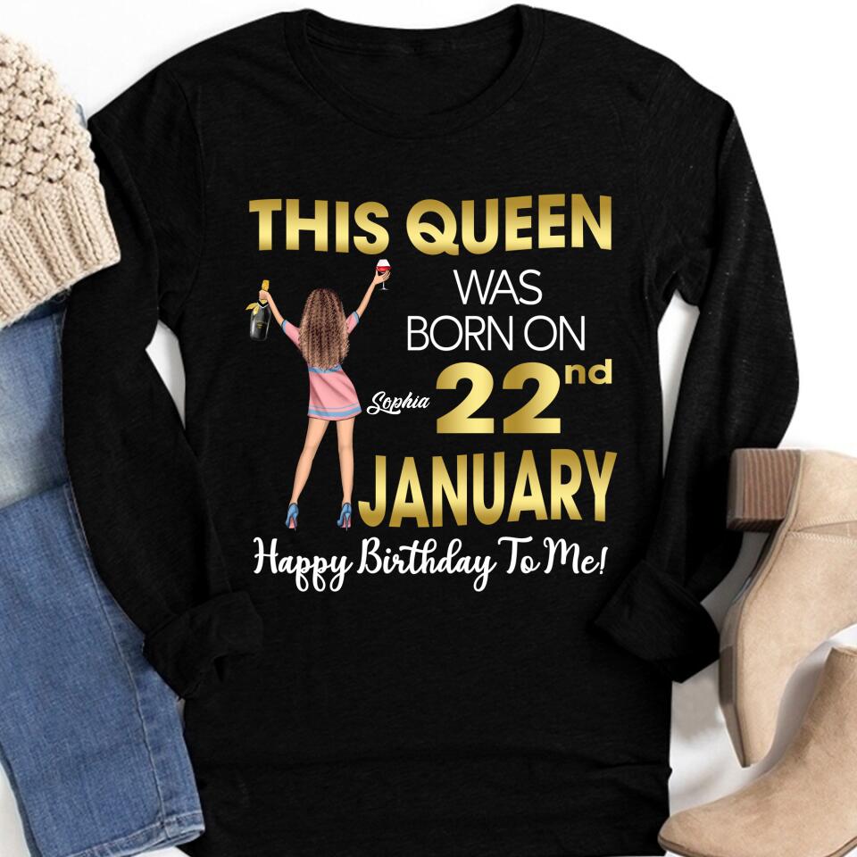 Custom January Birthday Shirt For Woman, Queens Are Born In January Gifts, Melanin Afro Woman Shirt, Black Girl Tee, Afro Queen Gift