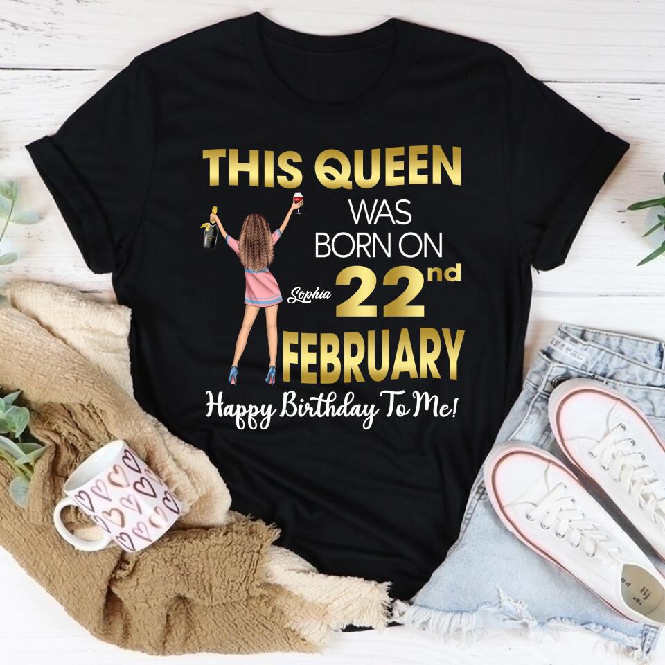 Custom February Birthday Shirt For Woman, Queens Are Born In February Gifts, Melanin Afro Woman Shirt, Black Girl Tee, Afro Queen Gift