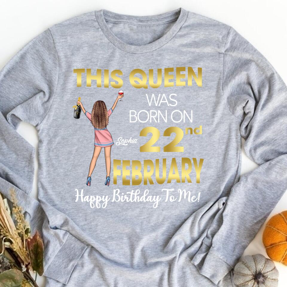 Custom February Birthday Shirt For Woman, Queens Are Born In February Gifts, Melanin Afro Woman Shirt, Black Girl Tee, Afro Queen Gift