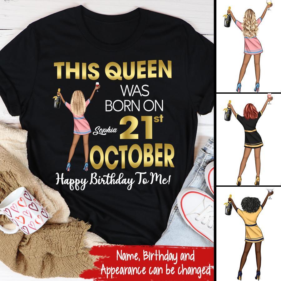 Custom October Birthday Shirt For Woman, Queens are Born In October Gifts, Melanin Afro Woman Shirt, Black Girl Tee, Afro Queen Gift