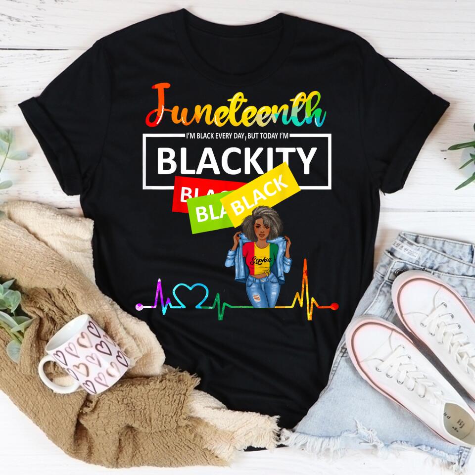 Juneteenth Shirt, Custom Juneteenth Shirt, Juneteenth Blackity Heartbeat Black History African America T-Shirt