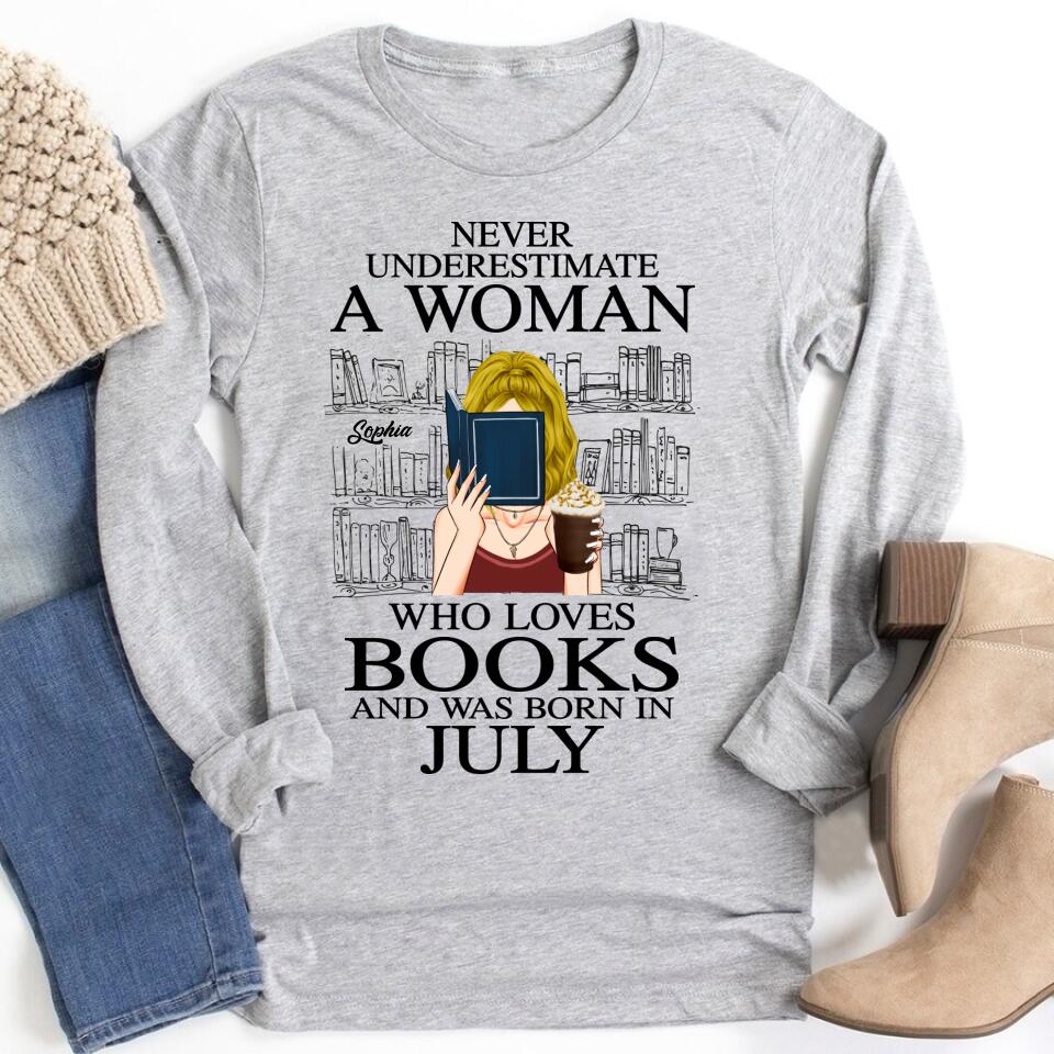 July Birthday Shirt, Birthday Gift For Book Lover, Custom Birthday Shirt, Queens Born In July, July Birthday Gifts, Book and Coffee July Shirts For Woman