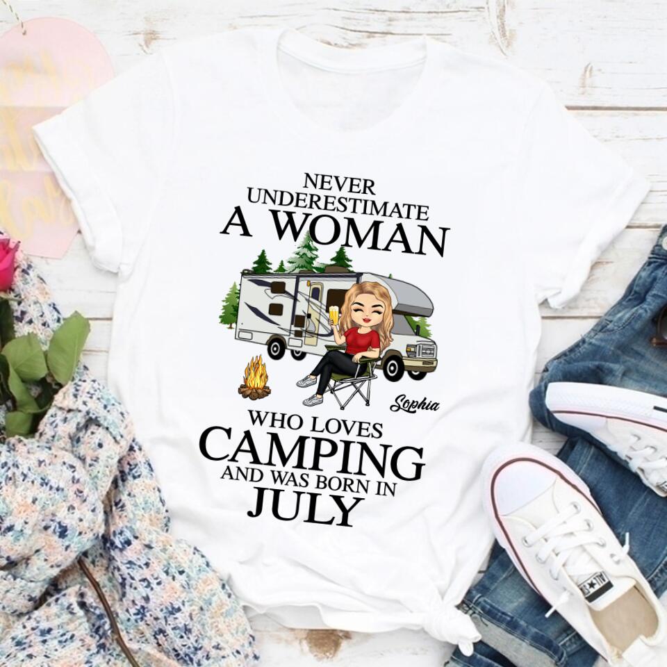 July Birthday Shirt, Birthday Gift For Camping Lover, Camping Shirt Custom Birthday Shirt, Queens Born In July, July Birthday Gifts, July Shirts For Woman