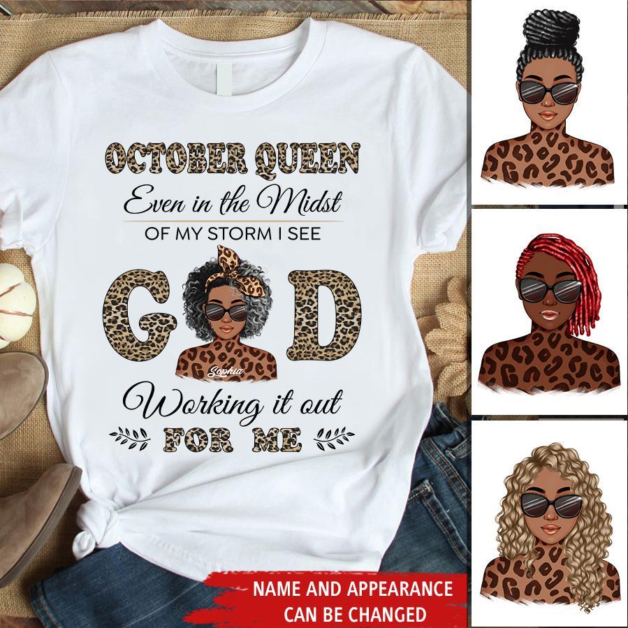 Custom October Birthday Shirt For Woman, Queens are Born In October Gifts, Melanin Afro Woman Shirt, Black Girl Tee, Afro Queen Gift