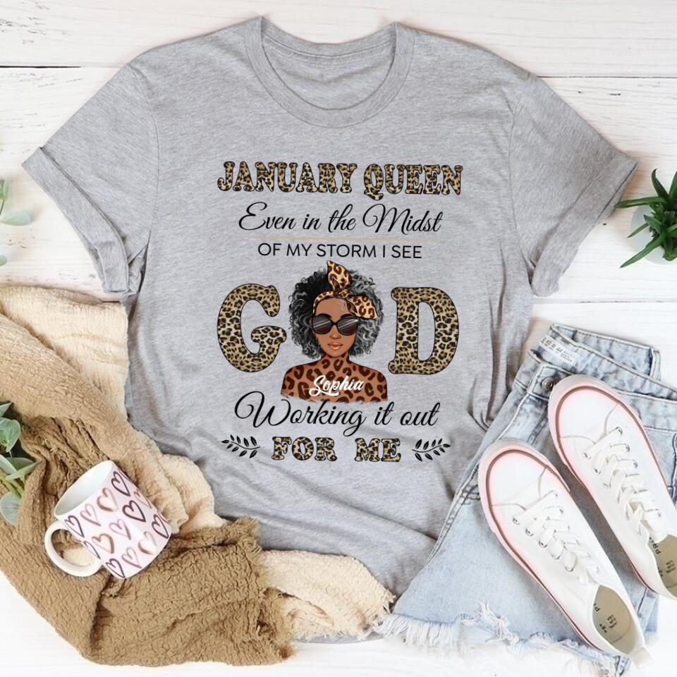 Custom January Birthday Shirt For Woman, Queens Are Born In January Gifts, Melanin Afro Woman Shirt, Black Girl Tee, Afro Queen Gift