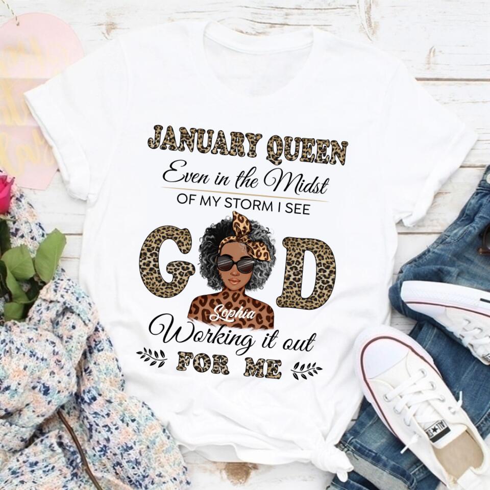 Custom January Birthday Shirt For Woman, Queens Are Born In January Gifts, Melanin Afro Woman Shirt, Black Girl Tee, Afro Queen Gift