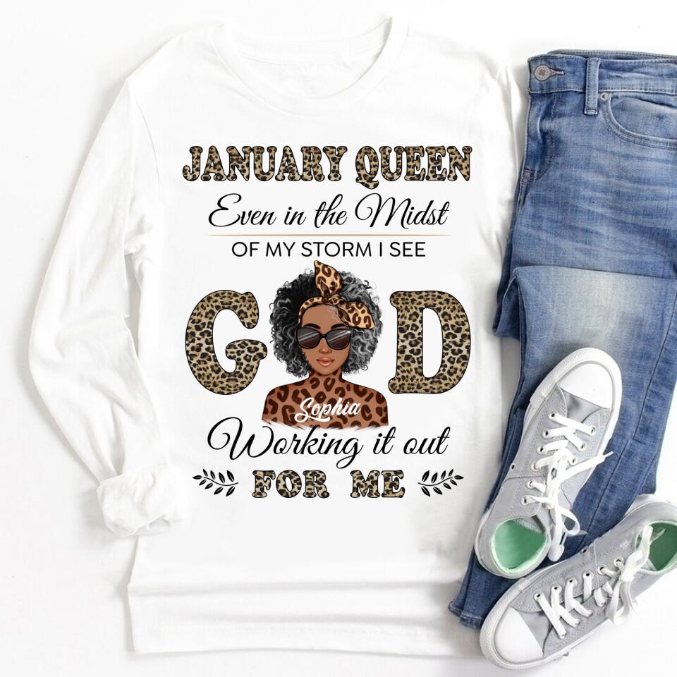Custom January Birthday Shirt For Woman, Queens Are Born In January Gifts, Melanin Afro Woman Shirt, Black Girl Tee, Afro Queen Gift