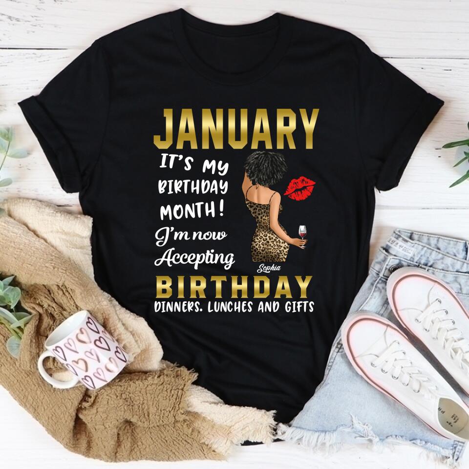 Custom January Birthday Shirt For Woman, Queens Are Born In January Gifts, Melanin Afro Woman Shirt, Black Girl Tee, Afro Queen Gift