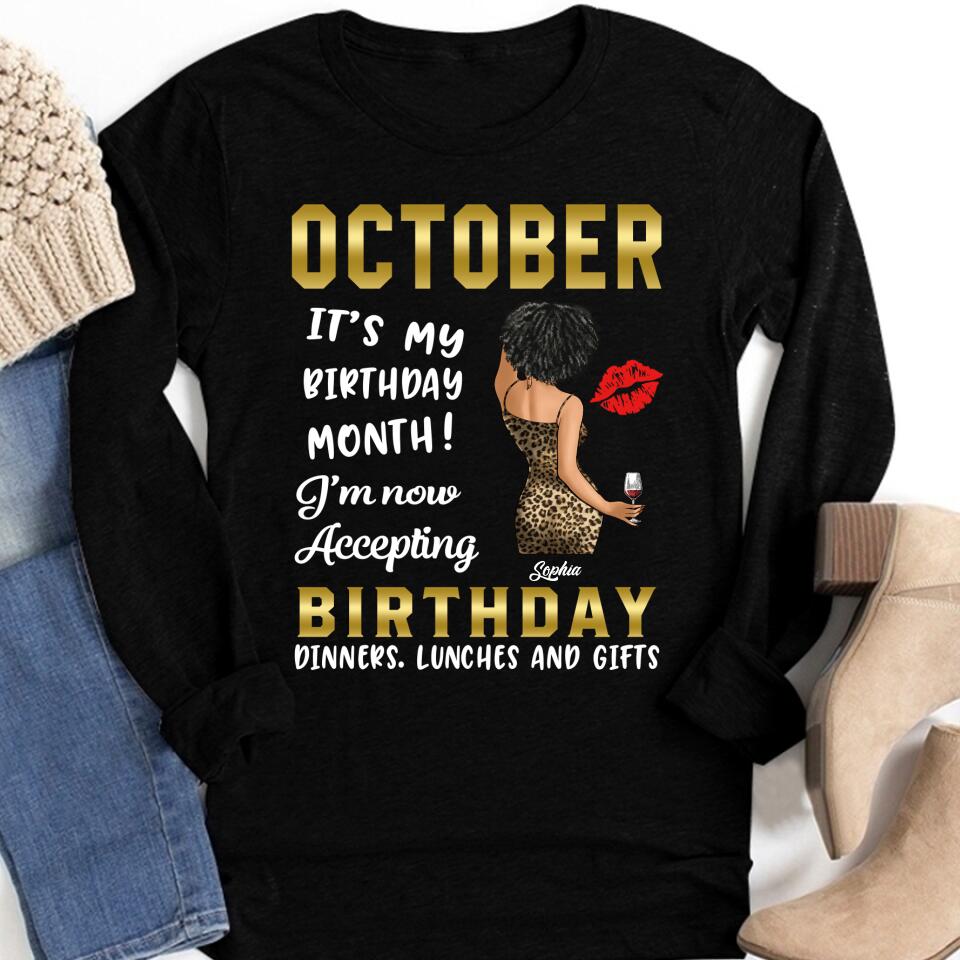Custom October Birthday Shirt For Woman, Queens are Born In October Gifts, Melanin Afro Woman Shirt, Black Girl Tee, Afro Queen Gift