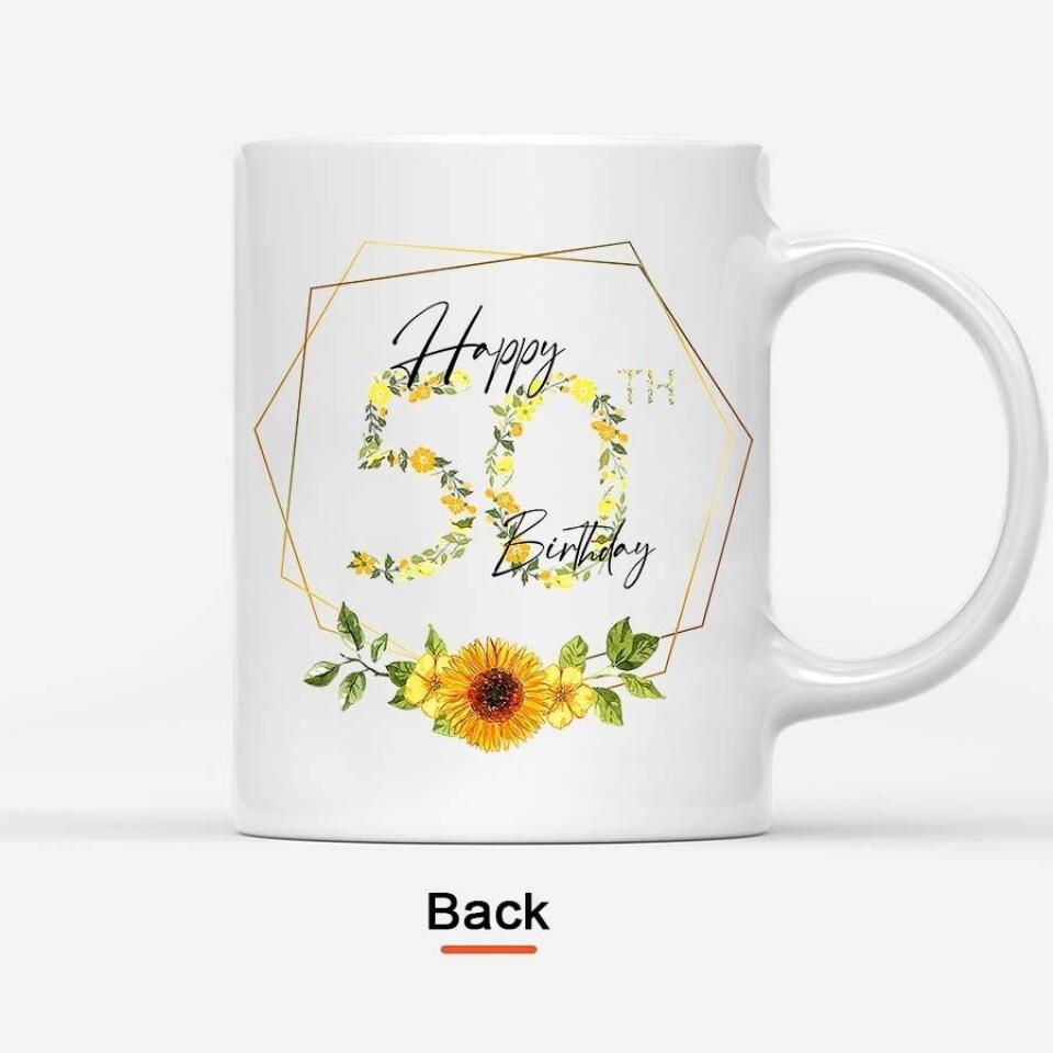 Personalised 50th birthday mug, Happy Birthday Mug, birthday mugs with photos, 50th birthday mug,  birthday gift cup with photo, coffee mug for birthday gift, happy birthday cup with name and photo