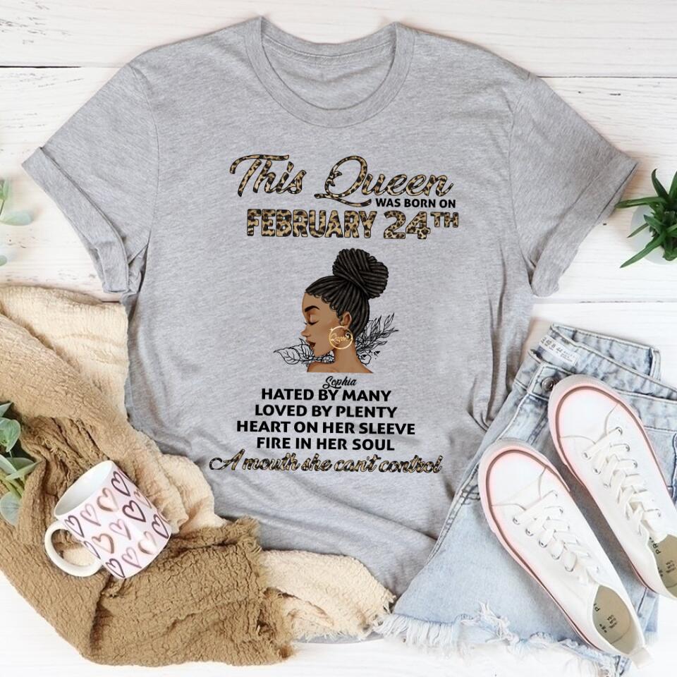 Custom February Birthday Shirt For Woman, Queens Are Born In February Gifts, Melanin Afro Woman Shirt, Black Girl Tee, Afro Queen Gift