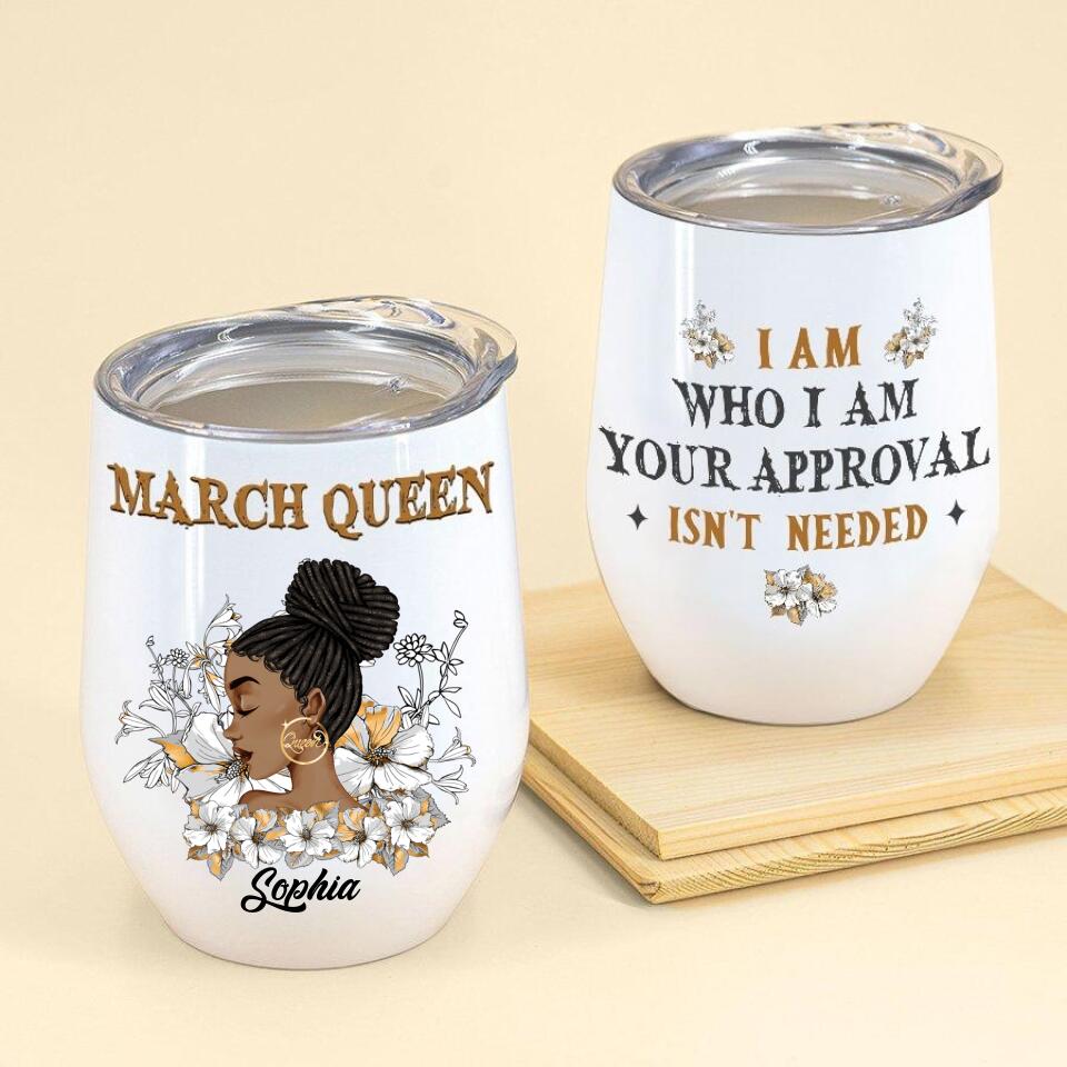 Personalized Wine Tumbler - Birthday Gift For March Queen, March birthday gifts, March birthday gift idea for her