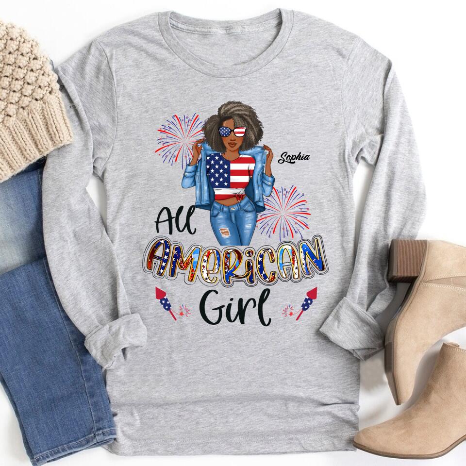All American Girl 4th of July Shirt, All American Girl Shirt, Independence Day Shirt, 4th of July Gift, Independence Day Gift