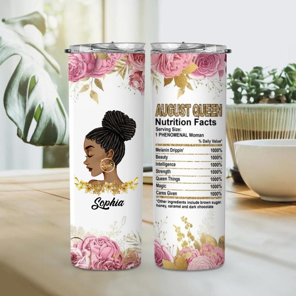 Personalized Skinny Tumbler - August Birthday Tumbler, Personalized August Birthday Gifts