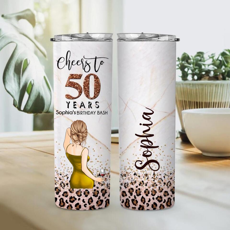 Personalized Skinny Tumbler - 50th Birthday Tumbler, Personalized 50th Birthday Gifts