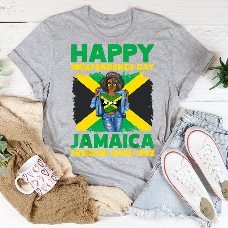 Jamaica Girl Queen Shirt Jamaincan Queen African American Afro Woman Jamaica Flag Gift Happy Independence Day 2022 Jamaica Proud Jamaican T-Shirt