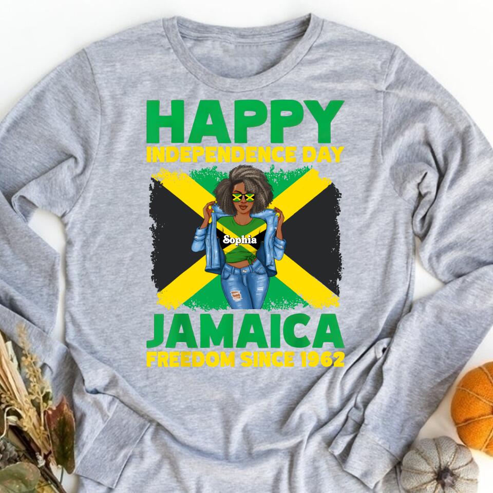 Jamaica Girl Queen Shirt Jamaincan Queen African American Afro Woman Jamaica Flag Gift Happy Independence Day 2022 Jamaica Proud Jamaican T-Shirt