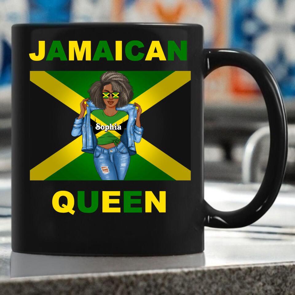 Jamaica Girl Queen Shirt Jamaincan Queen African American Afro Woman Jamaica Flag Gift Jamaican Queen - Proud and Independent black Jamaica Women T-Shirt
