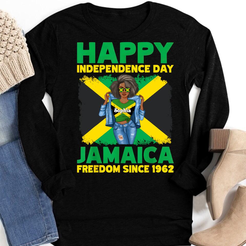 Jamaica Girl Queen Shirt Jamaincan Queen African American Afro Woman Jamaica Flag Gift Jamaican Queen - Proud and Independent black Jamaica Women T-Shirt