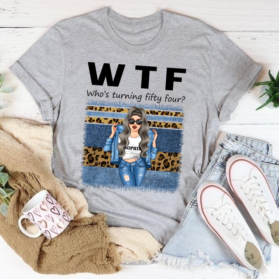 W T F Who Turning Fifty Four - Vintage 1968 Shirt, Custom Image Birthday Shirt, 54th Birthday Unique Gifts For Woman, 54th Birthday Ideas, Turning 54 Years Old Cotton Shirt