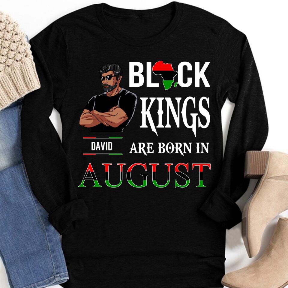 August Birthday Shirt, Custom Birthday Shirt, A Black King was born in August, August Birthday Shirts For Man, August Birthday Gifts
